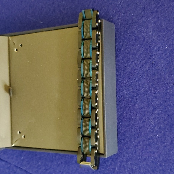 Lynx Stainless Steel Men's Braclet Black/Blue with 1 extension link - Picture 1 of 3